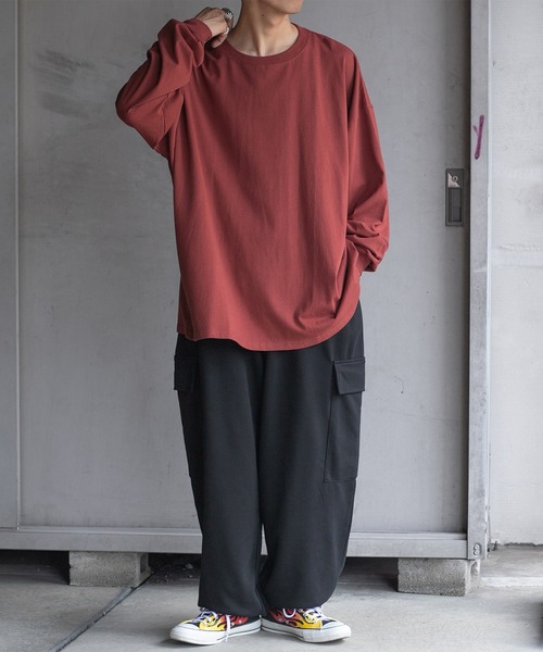 kutir(クティール)の「無地ルーズロンT(Tシャツ/カットソー・メンズ・ホワイト/グリーン/ボルドー/ダークブルー・MEDIUM/LARGE)」の8枚目の写真