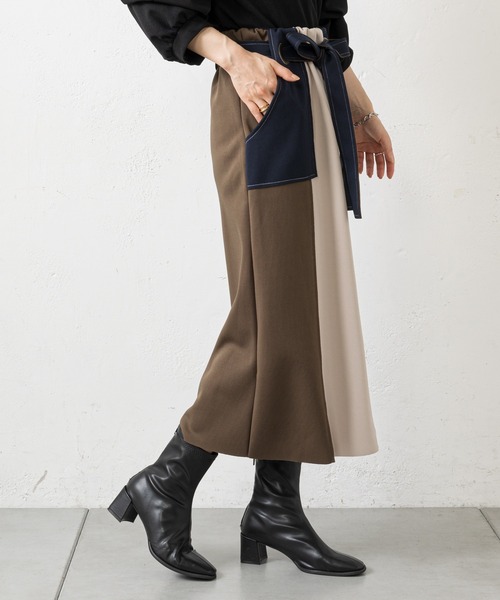 prose verse（プロズヴェール）の「マルチカラー配色ナロースカート（スカート・レディース・モカ/ブラック/カーキ/グリーン・ﾌﾘ-/FREE）」の6枚目の写真