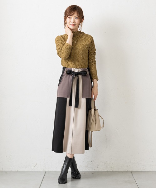 prose verse（プロズヴェール）の「マルチカラー配色ナロースカート（スカート・レディース・モカ/ブラック/カーキ/グリーン・ﾌﾘ-/FREE）」の8枚目の写真