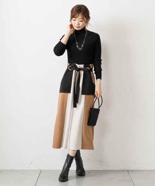 prose verse（プロズヴェール）の「マルチカラー配色ナロースカート（スカート・レディース・モカ/ブラック/カーキ/グリーン・ﾌﾘ-/FREE）」の20枚目の写真