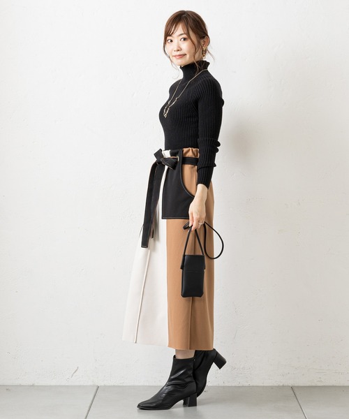 prose verse（プロズヴェール）の「マルチカラー配色ナロースカート（スカート・レディース・モカ/ブラック/カーキ/グリーン・ﾌﾘ-/FREE）」の10枚目の写真