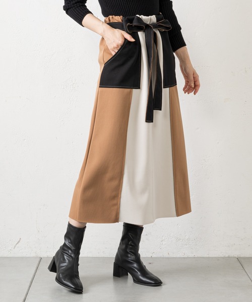 prose verse（プロズヴェール）の「マルチカラー配色ナロースカート（スカート・レディース・モカ/ブラック/カーキ/グリーン・ﾌﾘ-/FREE）」の11枚目の写真