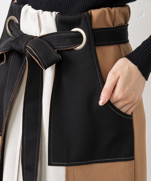 prose verse（プロズヴェール）の「マルチカラー配色ナロースカート（スカート・レディース・モカ/ブラック/カーキ/グリーン・ﾌﾘ-/FREE）」の12枚目の写真