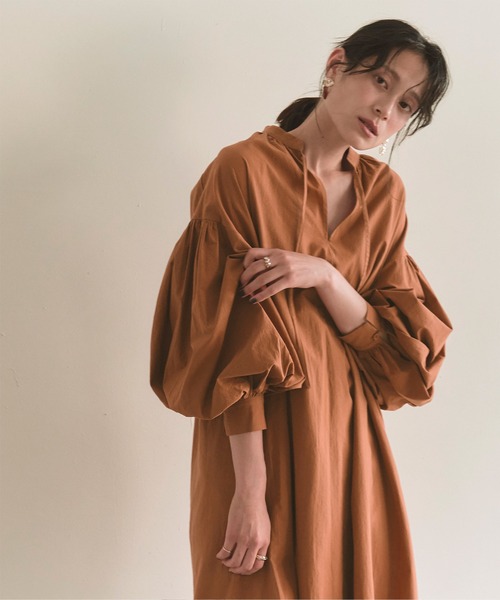 titivate(ティティベイト)の「ボリュームスリーブカフタンシャツワンピース(シャツワンピース・レディース・パープル/ライトベージュ/ブラウン・S/M/L)」の15枚目の写真