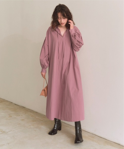 titivate(ティティベイト)の「ボリュームスリーブカフタンシャツワンピース(シャツワンピース・レディース・パープル/ライトベージュ/ブラウン・S/M/L)」の22枚目の写真