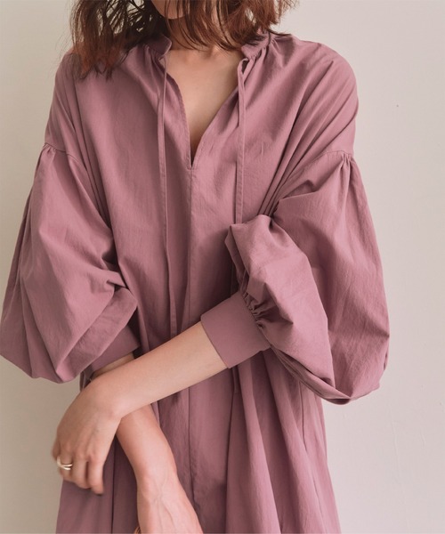 titivate(ティティベイト)の「ボリュームスリーブカフタンシャツワンピース(シャツワンピース・レディース・パープル/ライトベージュ/ブラウン・S/M/L)」の19枚目の写真