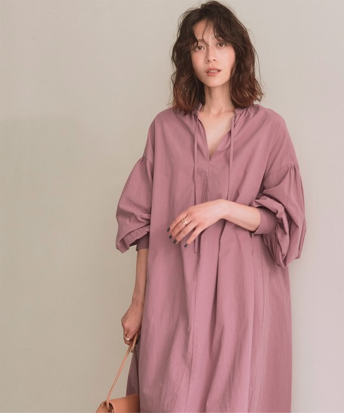 titivate(ティティベイト)の「ボリュームスリーブカフタンシャツワンピース(シャツワンピース・レディース・パープル/ライトベージュ/ブラウン・S/M/L)」の13枚目の写真