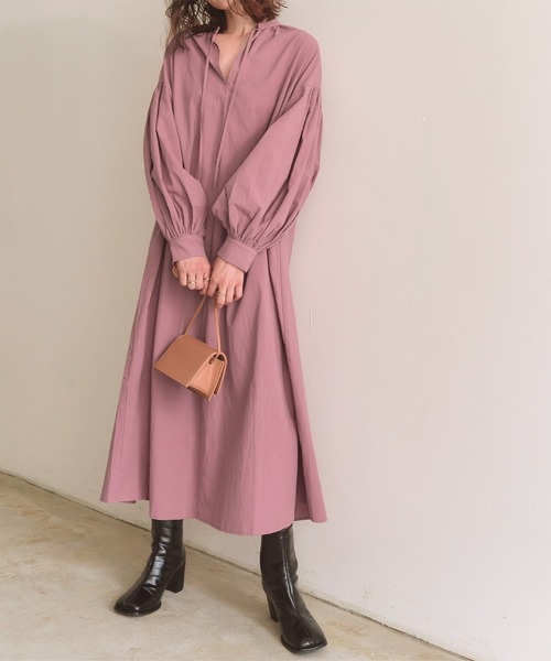 titivate(ティティベイト)の「ボリュームスリーブカフタンシャツワンピース(シャツワンピース・レディース・パープル/ライトベージュ/ブラウン・S/M/L)」の16枚目の写真
