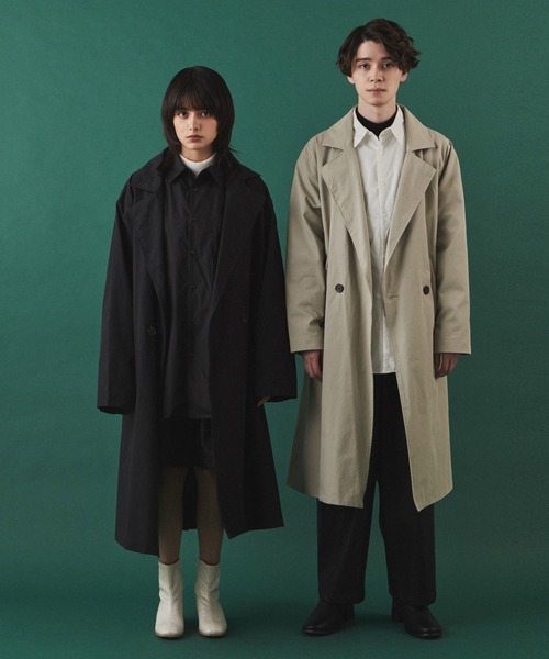 LUCY（ルーシー）の「LUCY/LOOSE W BELTED COAT（トレンチコート・メンズ・ブラック/ベージュ・MEDIUM/LARGE）」の3枚目の写真