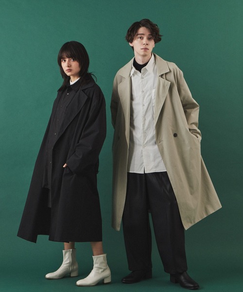 LUCY（ルーシー）の「LUCY/LOOSE W BELTED COAT（トレンチコート・メンズ・ブラック/ベージュ・MEDIUM/LARGE）」の5枚目の写真