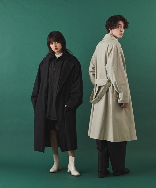 LUCY（ルーシー）の「LUCY/LOOSE W BELTED COAT（トレンチコート・メンズ・ブラック/ベージュ・MEDIUM/LARGE）」の6枚目の写真