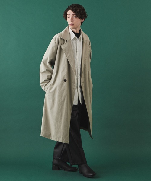 LUCY（ルーシー）の「LUCY/LOOSE W BELTED COAT（トレンチコート・メンズ・ブラック/ベージュ・MEDIUM/LARGE）」の10枚目の写真