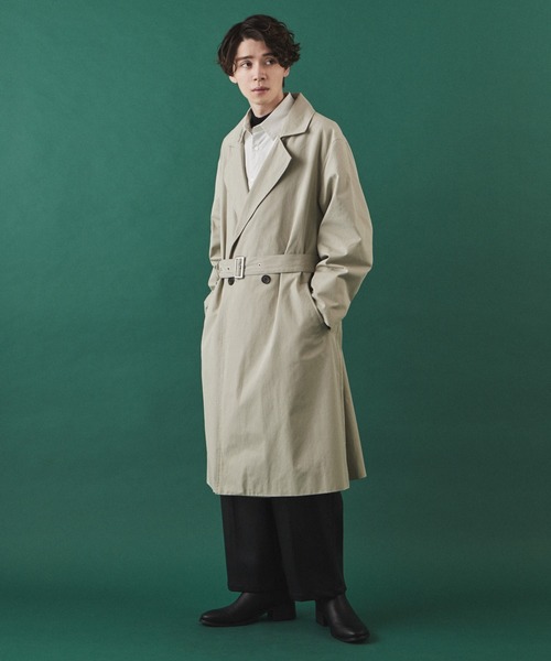 LUCY（ルーシー）の「LUCY/LOOSE W BELTED COAT（トレンチコート・メンズ・ブラック/ベージュ・MEDIUM/LARGE）」の14枚目の写真