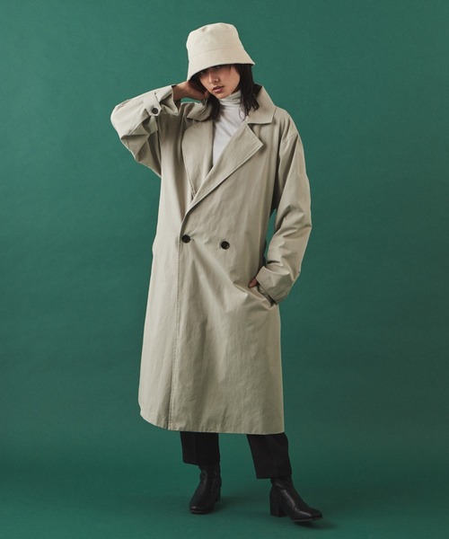 LUCY（ルーシー）の「LUCY/LOOSE W BELTED COAT（トレンチコート・メンズ・ブラック/ベージュ・MEDIUM/LARGE）」の18枚目の写真