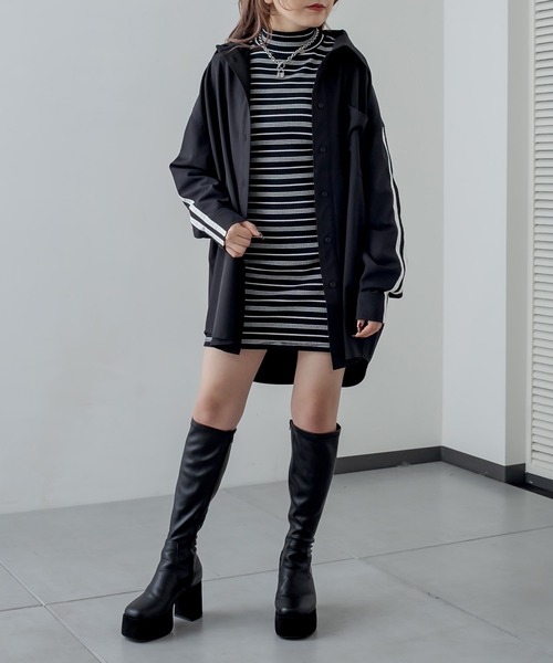 RASVOA(ラスボア)の「2ラインBIGシャツ(シャツ/ブラウス・レディース・グリーン/ブラック・FREE)」の19枚目の写真