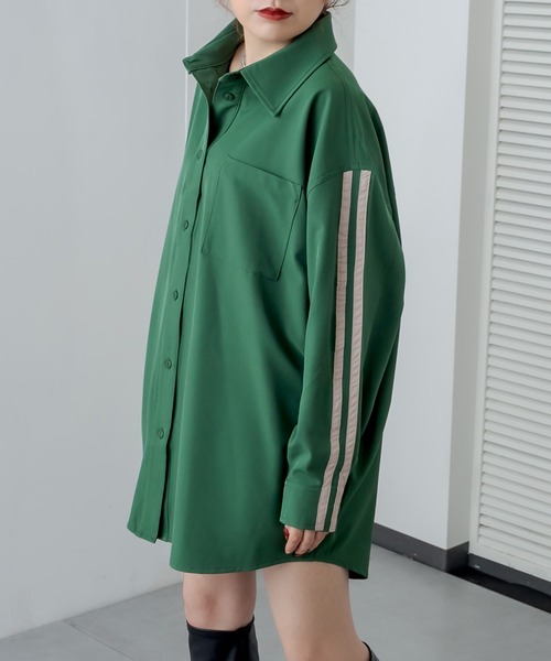 RASVOA(ラスボア)の「2ラインBIGシャツ(シャツ/ブラウス・レディース・グリーン/ブラック・FREE)」の8枚目の写真