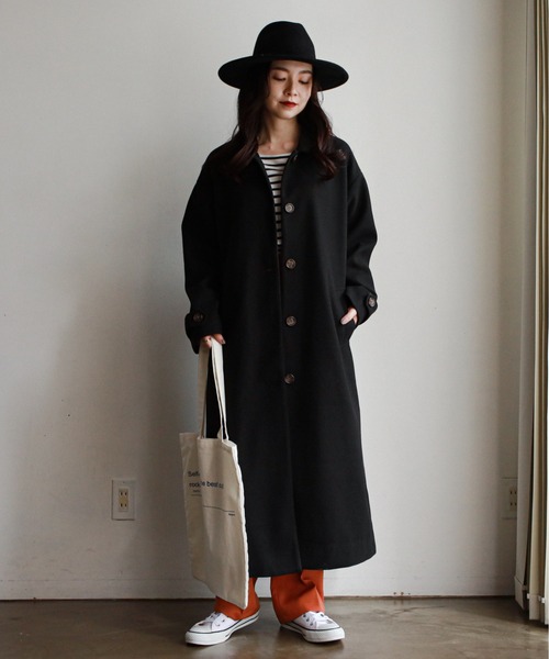 feepur（フェピュール）の「ステンカラーロングコート（ステンカラーコート・レディース・アイボリー/ブラック/モカ・MEDIUM）」の3枚目の写真