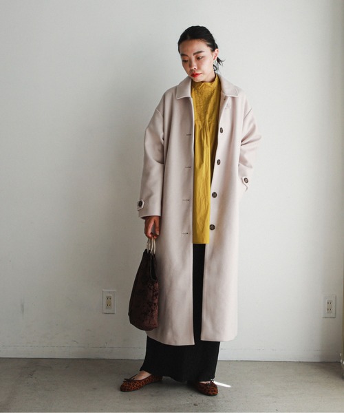 feepur（フェピュール）の「ステンカラーロングコート（ステンカラーコート・レディース・アイボリー/ブラック/モカ・MEDIUM）」の9枚目の写真