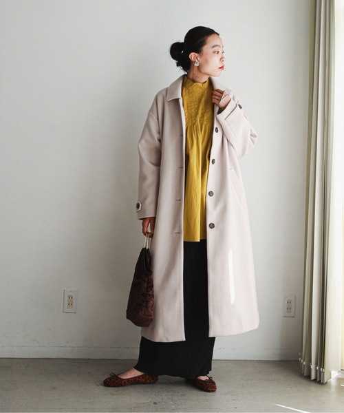 feepur（フェピュール）の「ステンカラーロングコート（ステンカラーコート・レディース・アイボリー/ブラック/モカ・MEDIUM）」の11枚目の写真