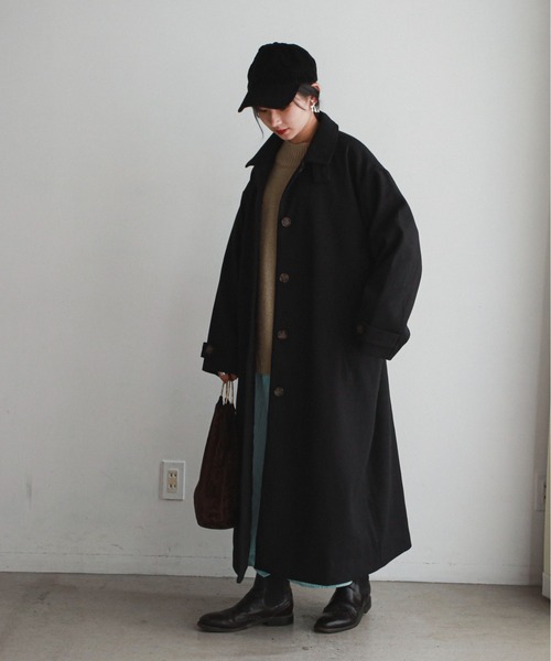 feepur（フェピュール）の「ステンカラーロングコート（ステンカラーコート・レディース・アイボリー/ブラック/モカ・MEDIUM）」の16枚目の写真