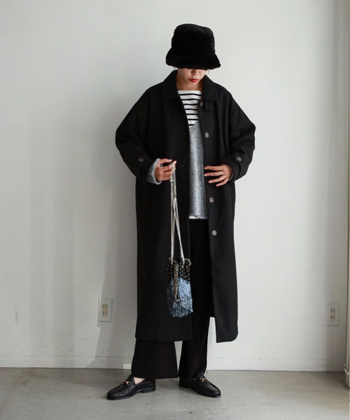 feepur（フェピュール）の「ステンカラーロングコート（ステンカラーコート・レディース・アイボリー/ブラック/モカ・MEDIUM）」の21枚目の写真