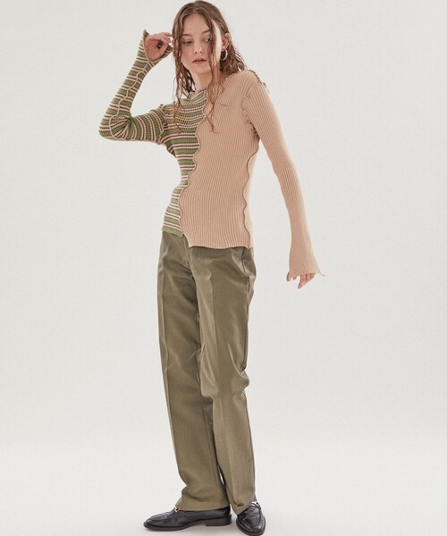 kotohayokozawa（コトハヨコザワ）の「【kotohayokozawa(コトハヨコザワ)】センターカッティングリブニット KT21A-KN05（ニット/セーター・レディース・グリーン/ブルー・FREE）」の4枚目の写真