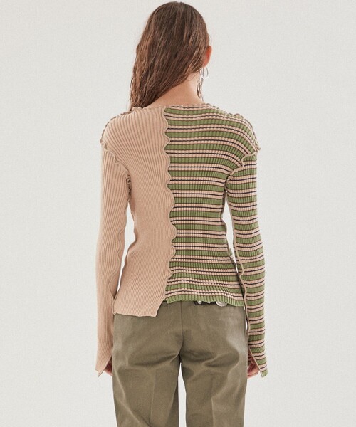 kotohayokozawa（コトハヨコザワ）の「【kotohayokozawa(コトハヨコザワ)】センターカッティングリブニット KT21A-KN05（ニット/セーター・レディース・グリーン/ブルー・FREE）」の16枚目の写真