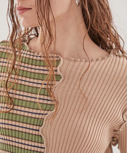 kotohayokozawa（コトハヨコザワ）の「【kotohayokozawa(コトハヨコザワ)】センターカッティングリブニット KT21A-KN05（ニット/セーター・レディース・グリーン/ブルー・FREE）」の17枚目の写真