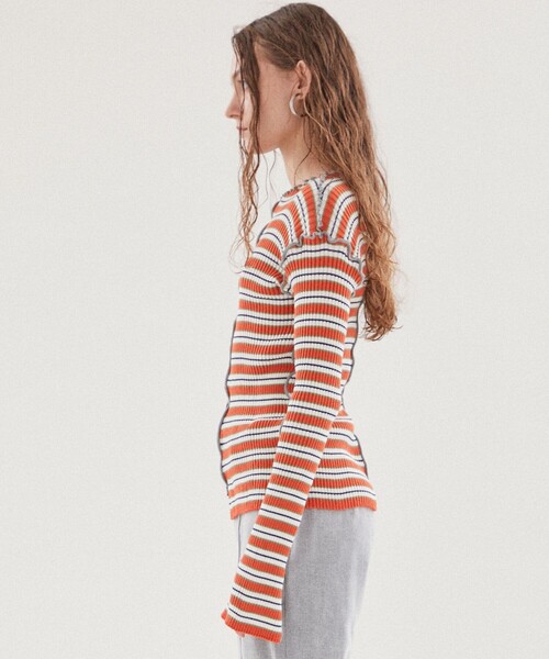 kotohayokozawa（コトハヨコザワ）の「【kotohayokozawa(コトハヨコザワ)】センターカッティングリブニット KT21A-KN05（ニット/セーター・レディース・グリーン/ブルー・FREE）」の6枚目の写真