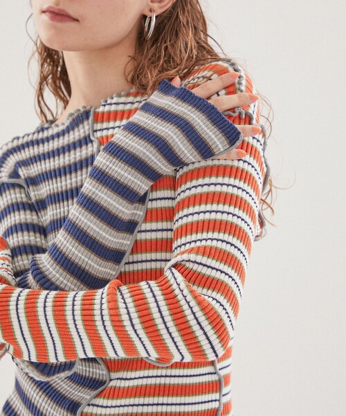 kotohayokozawa（コトハヨコザワ）の「【kotohayokozawa(コトハヨコザワ)】センターカッティングリブニット KT21A-KN05（ニット/セーター・レディース・グリーン/ブルー・FREE）」の13枚目の写真