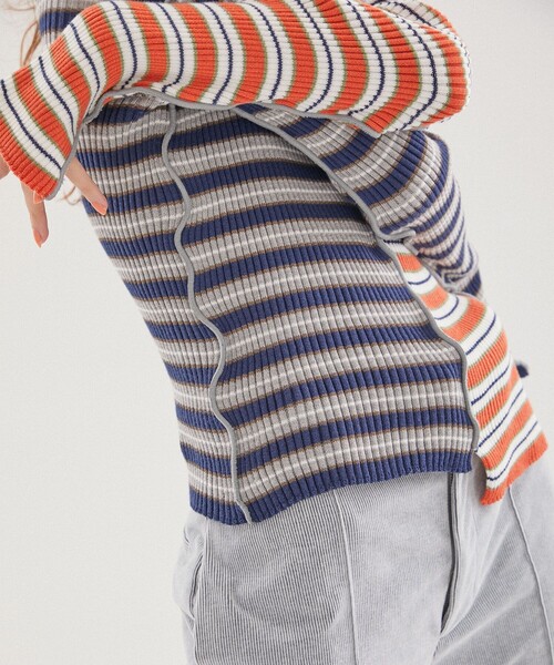 kotohayokozawa（コトハヨコザワ）の「【kotohayokozawa(コトハヨコザワ)】センターカッティングリブニット KT21A-KN05（ニット/セーター・レディース・グリーン/ブルー・FREE）」の8枚目の写真