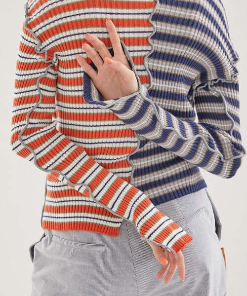 kotohayokozawa（コトハヨコザワ）の「【kotohayokozawa(コトハヨコザワ)】センターカッティングリブニット KT21A-KN05（ニット/セーター・レディース・グリーン/ブルー・FREE）」の15枚目の写真