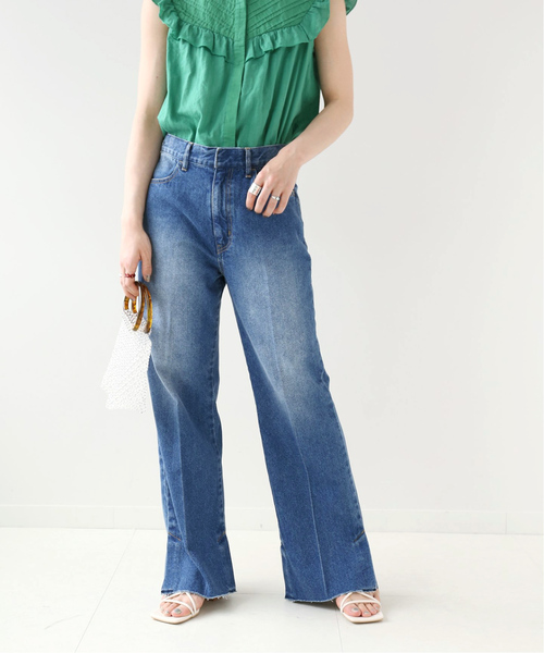 Simplicite（サンプリシテ）の「《追加》スリットワイドデニムパンツ◆（デニムパンツ・レディース・ホワイト/ブラック/ブルー・SMALL/MEDIUM）」の3枚目の写真