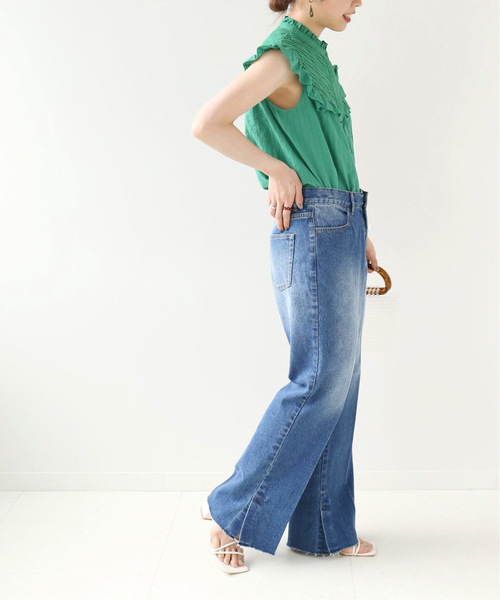 Simplicite（サンプリシテ）の「《追加》スリットワイドデニムパンツ◆（デニムパンツ・レディース・ホワイト/ブラック/ブルー・SMALL/MEDIUM）」の22枚目の写真