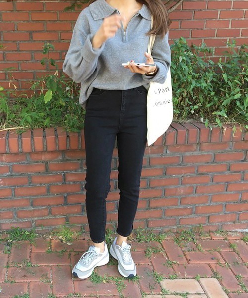 Chaco closet（チャコ クローゼット）の「ハーフジップニット（ニット/セーター・レディース・ネイビー/ブラウン/グレー/アイボリー・FREE）」の10枚目の写真