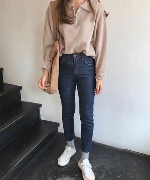 Chaco closet（チャコ クローゼット）の「ハーフジップニット（ニット/セーター・レディース・ネイビー/ブラウン/グレー/アイボリー・FREE）」の17枚目の写真