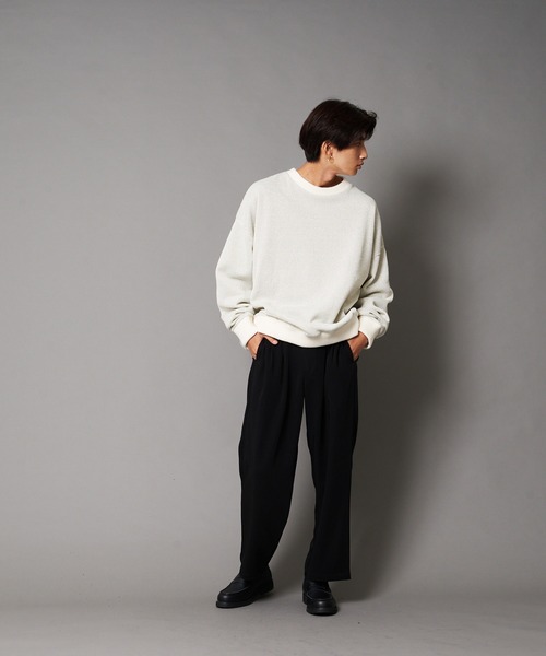 UNIIT(ユニット)の「【UNIIT/ユニット】カルゼニットフリースルーズクルーネック(スウェット・メンズ・チャコールグレー/ベージュ/ブラック/杢グレー/ホワイト・SMALL/MEDIUM/LARGE)」の8枚目の写真