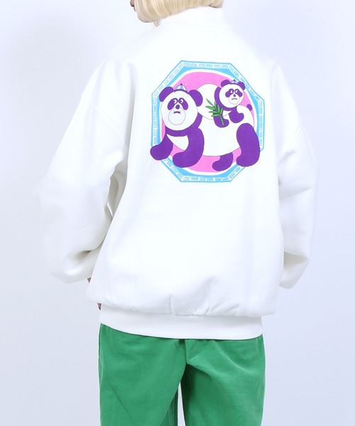 PUNYUS(プニュズ)の「裏起毛ハーフZIPプルオーバー(スウェット・レディース・ホワイト/ブラック/ライトパープル・4/3)」の2枚目の写真