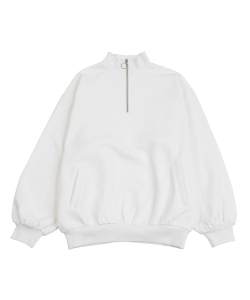 PUNYUS(プニュズ)の「裏起毛ハーフZIPプルオーバー(スウェット・レディース・ホワイト/ブラック/ライトパープル・4/3)」の13枚目の写真