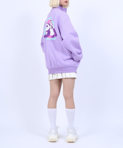 PUNYUS(プニュズ)の「裏起毛ハーフZIPプルオーバー(スウェット・レディース・ホワイト/ブラック/ライトパープル・4/3)」の7枚目の写真