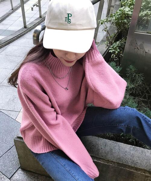 INGNI(イング)の「もちもちハイネック/ショート丈ニット(ニット/セーター・レディース・ピンク/イエロー/ブルー/ライトグリーン/アイボリー・M)」の13枚目の写真