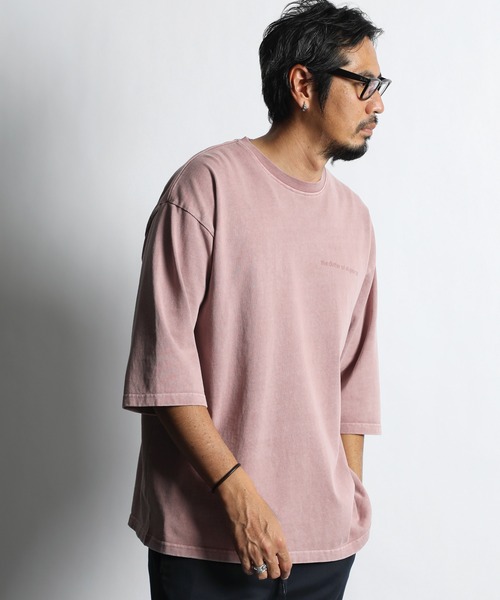 The DUFFER of ST.GEORGE（ザダファーオブセントジョージ）の「ECO FRIENDRY DYEING 3Q SLEEVE TEE：7分袖 オーバーサイズ シンプルTシャツ（Tシャツ/カットソー・メンズ・チャコールグレー/ピンク/ブルーグレー・SMALL/MEDIUM/LARGE/X-LARGE）」の3枚目の写真