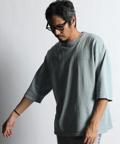 The DUFFER of ST.GEORGE（ザダファーオブセントジョージ）の「ECO FRIENDRY DYEING 3Q SLEEVE TEE：7分袖 オーバーサイズ シンプルTシャツ（Tシャツ/カットソー・メンズ・チャコールグレー/ピンク/ブルーグレー・SMALL/MEDIUM/LARGE/X-LARGE）」の13枚目の写真