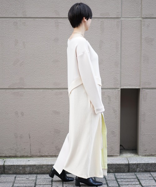 AULA AILA（アウラアイラ）の「AULA AILA （アウラ アイラ）別注リブMIX ワンピース（ワンピース・レディース・ブラック/アイボリー・0）」の5枚目の写真