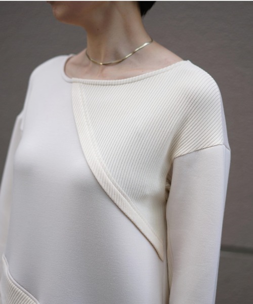 AULA AILA（アウラアイラ）の「AULA AILA （アウラ アイラ）別注リブMIX ワンピース（ワンピース・レディース・ブラック/アイボリー・0）」の7枚目の写真