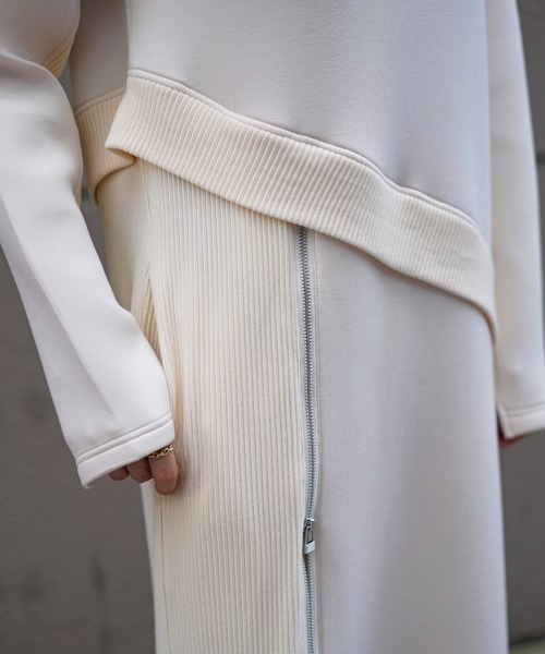 AULA AILA（アウラアイラ）の「AULA AILA （アウラ アイラ）別注リブMIX ワンピース（ワンピース・レディース・ブラック/アイボリー・0）」の8枚目の写真