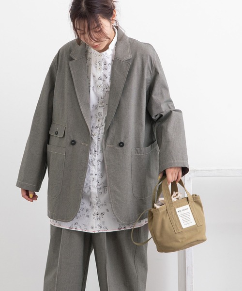 POU DOU DOU(プードゥドゥ)の「ライトウェザーテーラードジャケット(テーラードジャケット・レディース・ライトブルー/モカ/スミクロ・3)」の4枚目の写真