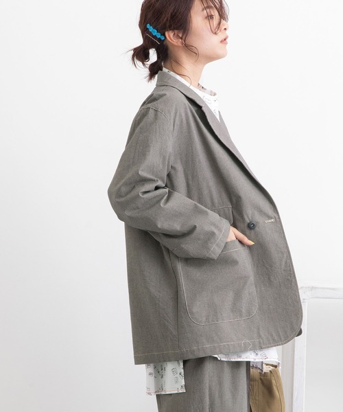 POU DOU DOU(プードゥドゥ)の「ライトウェザーテーラードジャケット(テーラードジャケット・レディース・ライトブルー/モカ/スミクロ・3)」の6枚目の写真