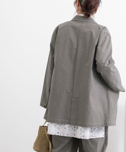 POU DOU DOU(プードゥドゥ)の「ライトウェザーテーラードジャケット(テーラードジャケット・レディース・ライトブルー/モカ/スミクロ・3)」の7枚目の写真