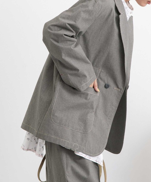 POU DOU DOU(プードゥドゥ)の「ライトウェザーテーラードジャケット(テーラードジャケット・レディース・ライトブルー/モカ/スミクロ・3)」の9枚目の写真